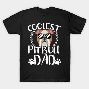 Glasses coolest pitbull dad dog papa T-Shirt